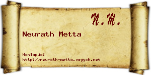 Neurath Metta névjegykártya